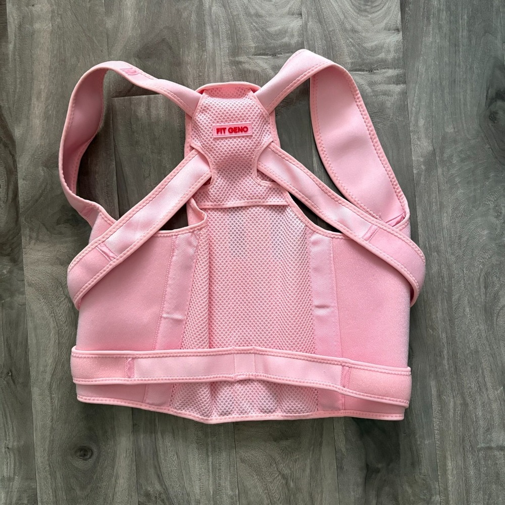 Fit Geno Posture Corrector for Women and Men Adjustable Back Support Brace‎ Pink